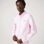 Lacoste חולצת כותנה פרימיום בגזרה דקיקה DZ4D0D1649 אדי ורוד בהיר גברים - Image 2