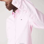 Lacoste חולצת כותנה פרימיום בגזרה דקיקה DZ4D0D1649 אדי ורוד בהיר גברים - Image 4
