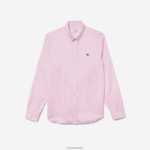 Lacoste חולצת כותנה פרימיום בגזרה דקיקה DZ4D0D1649 אדי ורוד בהיר גברים - Image 5