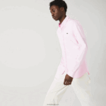 Lacoste חולצת כותנה פרימיום בגזרה דקיקה DZ4D0D1649 אדי ורוד בהיר גברים - Image 7