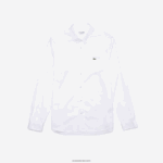 Lacoste חולצת כותנה פרימיום בכושר רגיל DZ4D0D1494 לבן 001 גברים - Image 5