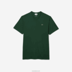 Lacoste חולצת פולו כותנה עם צווארון V בגזרה רגילה (בתוספת מידה) DZ4D0D823 ירוק 132 גברים - Image 4
