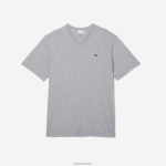 Lacoste חולצת פולו כותנה עם צווארון V בגזרה רגילה (בתוספת מידה) DZ4D0D765 chine אפור cca גברים - Image 5