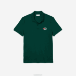 Lacoste חולצת פולו מכותנה אורגנית של קרוקודילים בכושר רגיל DZ4D0D843 ירוק 3 מ"ר גברים - Image 4