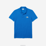 Lacoste חולצת פולו מכותנה אורגנית של קרוקודילים בכושר רגיל DZ4D0D844 כחול qpt גברים - Image 5