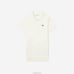 Lacoste חולצת פולו מכותנה אורגנית DZ4D0D2375 לבן 70V נשים - Image 4