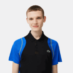 Lacoste חולצת פולו פוליאסטר ממוחזר טניס DZ4D0D85 שחור כחול צהוב xis גברים - Image 2