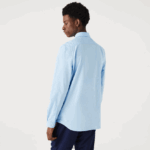 Lacoste חולצת פופלין מכותנה בגזרה דק בגזרה DZ4D0D1489 כחול hbp גברים - Image 3