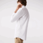 Lacoste חולצת פופלין מכותנה בגזרה דק בגזרה DZ4D0D1488 לבן 001 גברים - Image 4