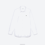 Lacoste חולצת פופלין מכותנה בגזרה דק בגזרה DZ4D0D1488 לבן 001 גברים - Image 5