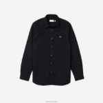 Lacoste חולצת פופלין מכותנה בגזרה דק בגזרה DZ4D0D1487 כחול כהה hde גברים - Image 5
