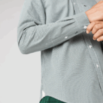 Lacoste חולצת פופלין מכותנה בכושר רגיל DZ4D0D1486 לבן ירוק 737 גברים - Image 5