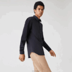 Lacoste חולצת פופלין מכותנה בכושר רגיל DZ4D0D1613 כחול כהה hde גברים - Image 2