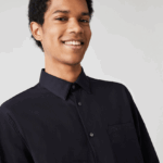 Lacoste חולצת פופלין מכותנה בכושר רגיל DZ4D0D1613 כחול כהה hde גברים - Image 4