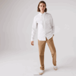 Lacoste חולצת פופלין מכותנה בכושר רגיל DZ4D0D1614 לבן 001 גברים