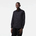 Lacoste חולצת פופלין מכותנה בצווארון צרפתי בגזרה דקיקה DZ4D0D1437 שחור 031 גברים