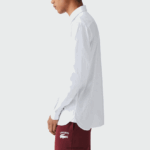 Lacoste חולצת פופלין מכותנה בצווארון צרפתי בגזרה דקיקה DZ4D0D1438 לבן 001 גברים - Image 6