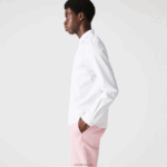 Lacoste חולצת פופלין מכותנה נמתחת בגזרה סמויה בגזרה דקיקה DZ4D0D1648 לבן 001 גברים - Image 2