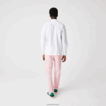 Lacoste חולצת פופלין מכותנה נמתחת בגזרה סמויה בגזרה דקיקה DZ4D0D1648 לבן 001 גברים - Image 3