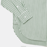 Lacoste חולצת פופלין מכותנה פסים DZ4D0D2448 ירוק חאקי לבן vi4 נשים - Image 6