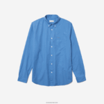 Lacoste חולצת פופלין מתערובת כותנה בהתאמה רגילה DZ4D0D1652 כחול 776 גברים - Image 5