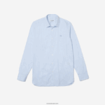 Lacoste חולצת פופלין נמתחת בגזרה דק בגזרה DZ4D0D401 לבן כחול f6z גברים