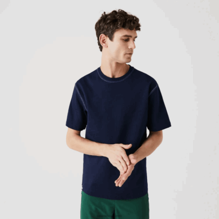 Lacoste חולצת פיקה בתערובת כותנה הפיכה DZ4D0D918 כחול כהה ge5 גברים