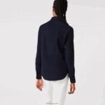 Lacoste חולצת פיקה מכותנה בצווארון צרפתי DZ4D0D2649 כחול כהה 166 נשים - Image 3