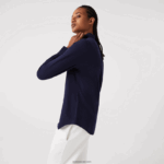 Lacoste חולצת פיקה מכותנה בצווארון צרפתי DZ4D0D2649 כחול כהה 166 נשים - Image 6