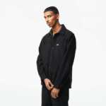 Lacoste חולצת פלנל כותנה הפיכה DZ4D0D1541 חאקי ירוק לבן gby גברים
