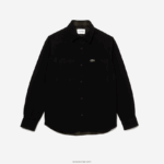 Lacoste חולצת פלנל כותנה הפיכה DZ4D0D1541 חאקי ירוק לבן gby גברים - Image 4