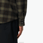 Lacoste חולצת פלנל כותנה הפיכה DZ4D0D1541 חאקי ירוק לבן gby גברים - Image 6