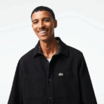Lacoste חולצת פלנל כותנה הפיכה DZ4D0D1541 חאקי ירוק לבן gby גברים - Image 7
