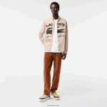 Lacoste חולצת פלנל ממותגת בכושר רגיל DZ4D0D1654 בז' שחור ub7 גברים - Image 2
