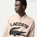 Lacoste חולצת פלנל ממותגת בכושר רגיל DZ4D0D1654 בז' שחור ub7 גברים - Image 8
