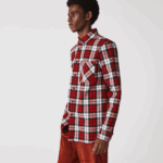 Lacoste חולצת פלנל עבה משובצת בכושר רגיל DZ4D0D1607 לבן אדום נייבי כחול sxb גברים - Image 2