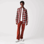 Lacoste חולצת פלנל עבה משובצת בכושר רגיל DZ4D0D1607 לבן אדום נייבי כחול sxb גברים
