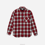 Lacoste חולצת פלנל עבה משובצת בכושר רגיל DZ4D0D1607 לבן אדום נייבי כחול sxb גברים - Image 5
