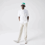 Lacoste חולצת פשתן בכושר רגיל DZ4D0D1646 לבן 001 גברים - Image 2