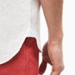 Lacoste חולצת פשתן בכושר רגיל DZ4D0D1646 לבן 001 גברים - Image 6