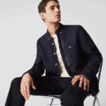 Lacoste חולצת פשתן בכושר רגיל DZ4D0D1650 כחול כהה 166 גברים
