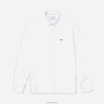 Lacoste חולצת פשתן בכושר רגיל DZ4D0D1651 לבן 001 גברים - Image 5