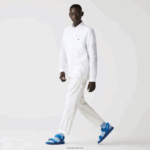 Lacoste חולצת פשתן בכושר רגיל DZ4D0D1651 לבן 001 גברים - Image 6