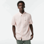 Lacoste חולצת פשתן עם שרוולים קצרים DZ4D0D489 ורוד בהיר t03 גברים