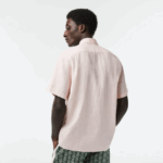Lacoste חולצת פשתן עם שרוולים קצרים DZ4D0D489 ורוד בהיר t03 גברים - Image 3