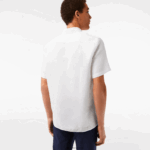 Lacoste חולצת פשתן עם שרוולים קצרים DZ4D0D490 לבן 001 גברים - Image 3