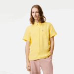 Lacoste חולצת פשתן עם שרוולים קצרים DZ4D0D496 צהוב 107 גברים