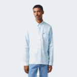 Lacoste חולצת פשתן DZ4D0D468 כחול בהיר t01 גברים