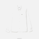 Lacoste חולצת פשתן DZ4D0D469 לבן 001 גברים - Image 4