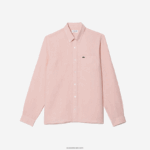 Lacoste חולצת פשתן DZ4D0D470 ורוד בהיר t03 גברים - Image 4